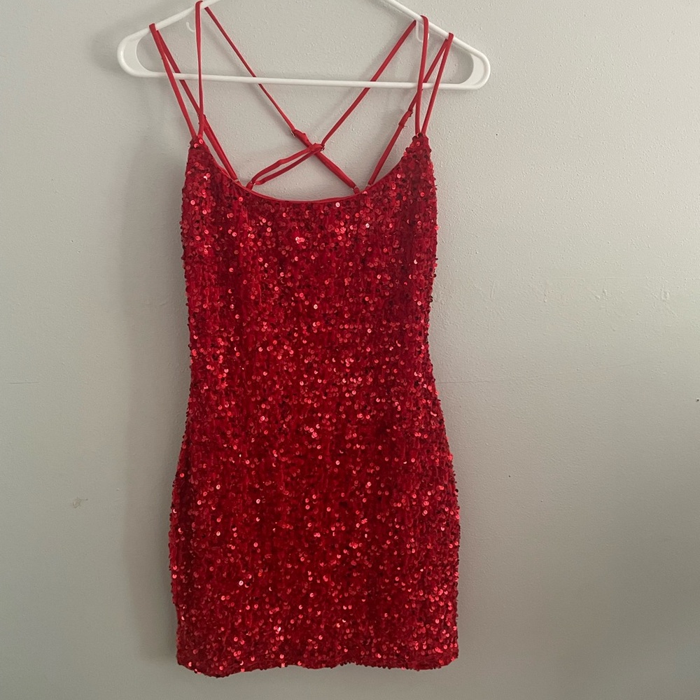Red Sequin Lucy in the Sky going out/homecoming dress